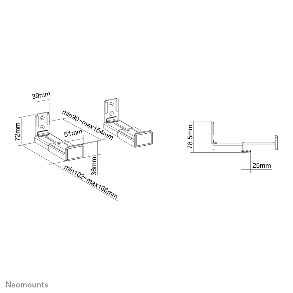 Neomounts AWL29-550BL1 Supporto per videobar/soundbar a parete - max 15 kg - universale